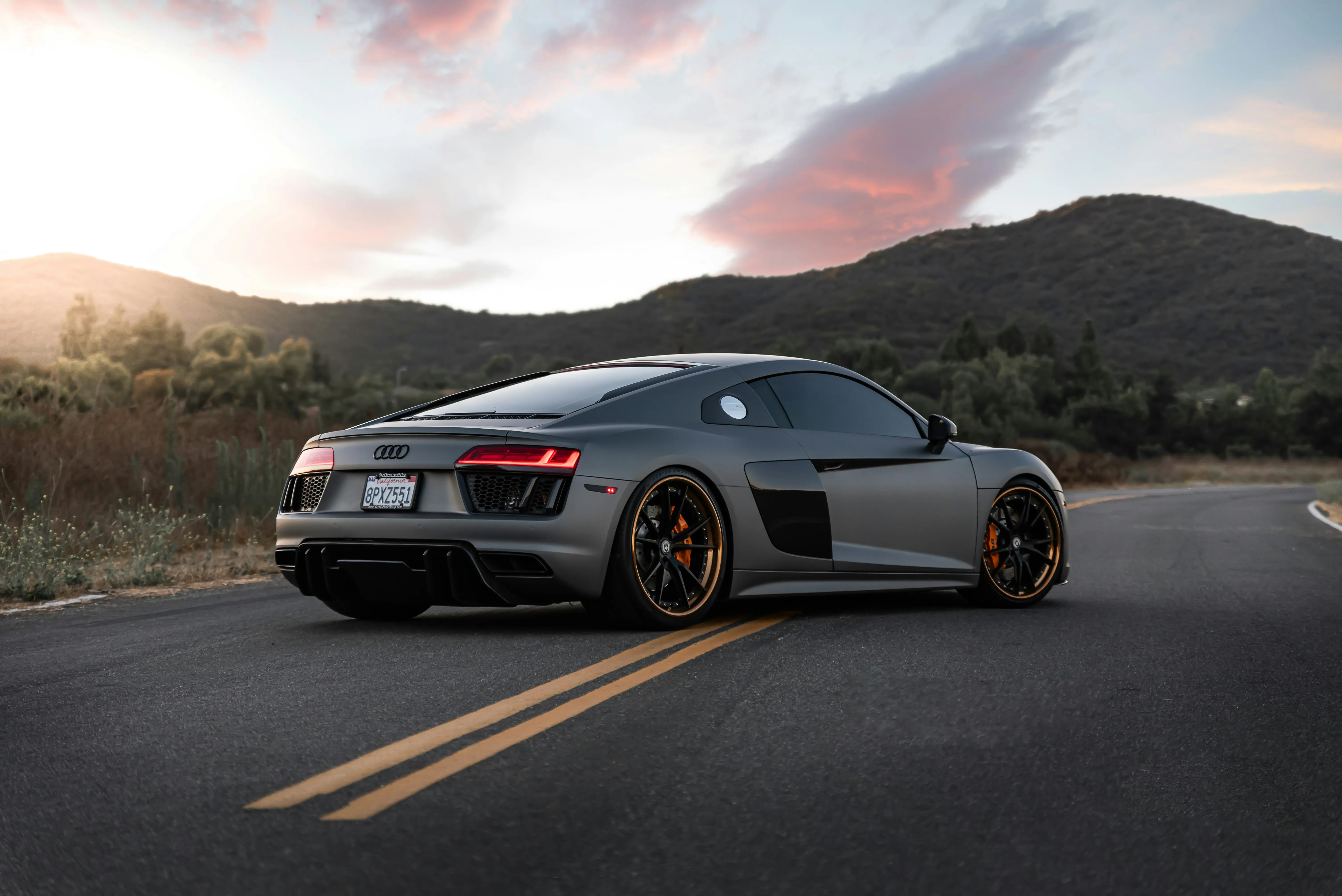 Cinematic low-angle shot of a sleek electric hypercar